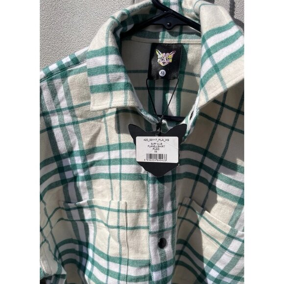 Vintage Surf Club Flannel Men’s Long Sleeve Green Cream PARI Shirt Sz XS NWT - Picture 12 of 16